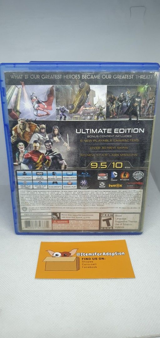 Injustice Ultimate Ed. (Sony Ps4/Ps5) (Category: PlayStation) located in Quezon City. Submitted by itemsforadoption (Listing ID 1376940841, Image 3). Description: Rfs: Its 2025! Happy New Year! Hoping you have a good year ahead of you! If you have questions feel free to send a message. Though I'll most likely be able to reply from 10am to 8pm. Please be patient and understanding. Decluttering games and items that I've picked up or for friends and