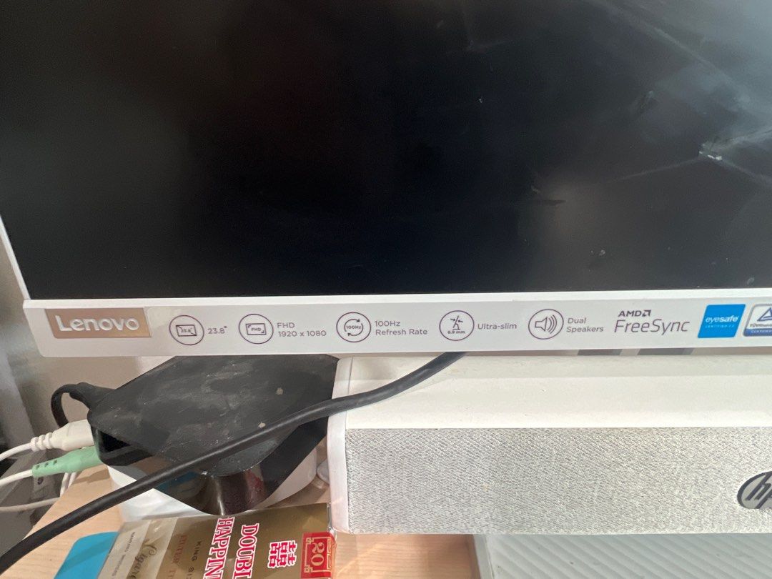 Lenovo 23.8" FHD 100Hz Monitor with Speakers (Category: Monitor Screens) located in Singapore. Submitted by wm6wfcw79j22598 (Listing ID 1376866002, Image 1). Description: Lenovo monitor with a 23.8-inch FHD display and a 100Hz refresh rate. Features built-in dual speakers and an ultra-slim design. Includes AMD FreeSync technology. Perfect for both work and entertainment. ,but fully functional with original box.