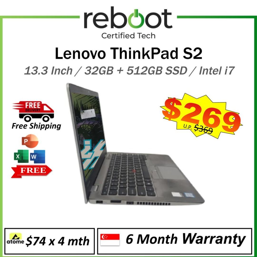 Lenovo Thinkpad S2 Laptop - 13.3 Inch - Like New Condition - Intel i5 & Intel i7 - Free MS Office !Work, Watch, Browse! - Trusted Brand Laptop - Certfied Seller Singapore - Sale ! - Must Have! - Buy Now! (Category: Laptops & Notebooks) located in Singapore. Submitted by buyatfuji (Listing ID 1376857377, Image 1). Description: Click here for more special deal !!!! https://www.carousell.sg/u/buyatfuji/ 👨‍🔧 FREE Additional 3 𝐌𝐨𝐧𝐭𝐡 𝐖𝐚𝐫𝐫𝐚�