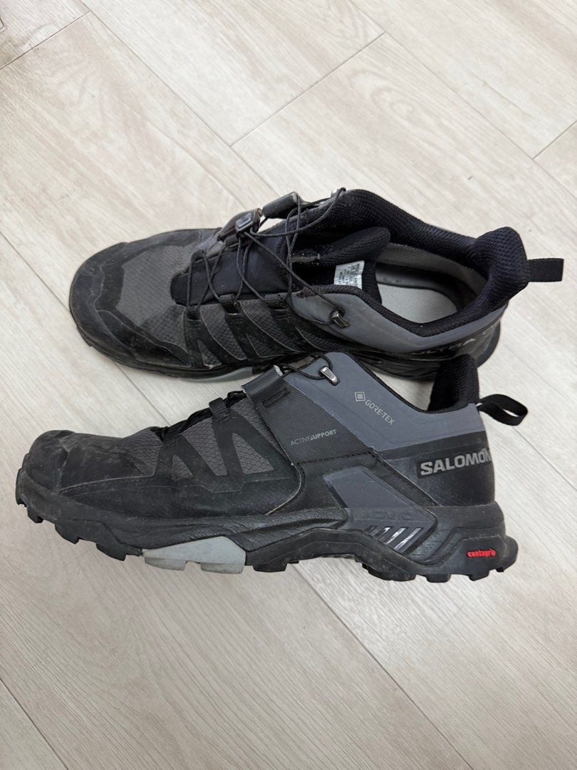 Salomon ultra x 4 wide (Category: Hiking & Camping) located in Singapore. Submitted by ptylcp (Listing ID 1376821490, Image 2). Description: Used Salomon hiking shoes. Features Gore-Tex for waterproofing. Size 7. Black and grey colour. Good condition, suitable for outdoor activities. See photos for details..