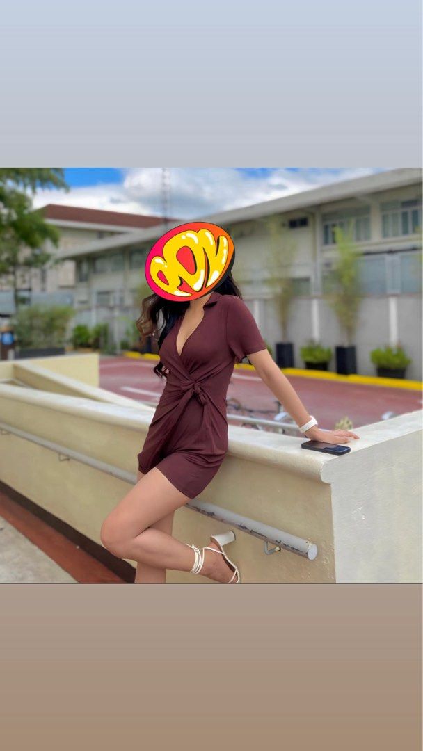 Shein brown romper (Category: Rompers) located in Manila. Submitted by nickaaa2000 (Listing ID 1376818896, Image 2). Description: Used once for picture Size 0xl but fits medium to large frames Body hugging, covers the belly area nakaka emphasize ng curves sa likod Can pair up with sneakers or heels .
