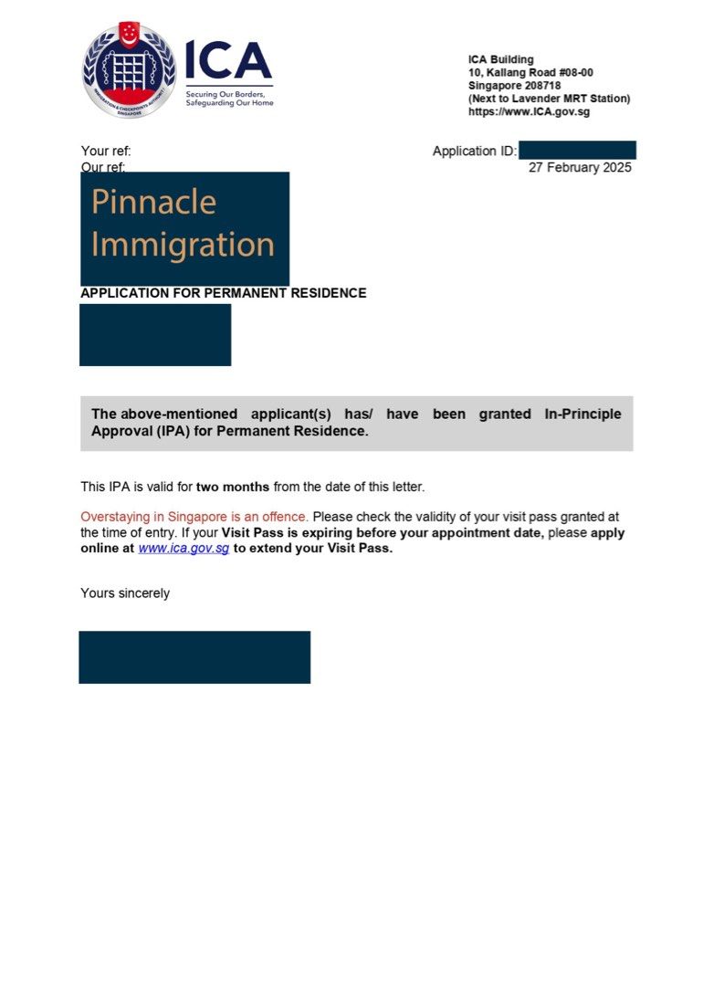 Singapore PR Application (Category: Admin, Finance, Legal) located in Singapore. Submitted by pinnacle_pr (Listing ID 1376863104, Image 3). Description: Pinnacle Immigration Solutions Pte Ltd Your Trusted Partner in Singapore Immigration We specialise in helping foreigners secure Permanent Residence (PR) and Citizenship in Singapore. Our team provides professional, personalised, and transparent support throughout your immigration journey. ✅ 100% 