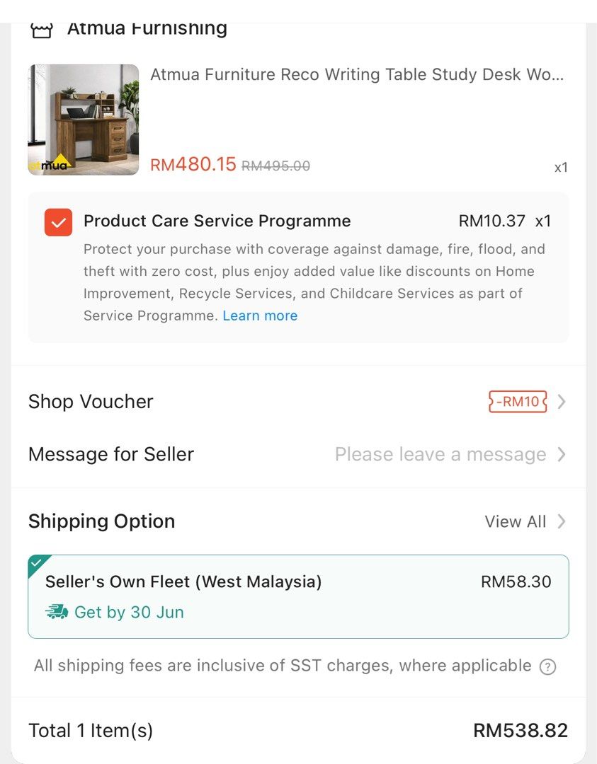 Study Table (Category: Other Home Furniture) located in Kuala Lumpur. Submitted by mswilson (Listing ID 1376890616, Image 3). Description: Bought but never used. It’s solid wood study computer table. It’s quite heavy need 2 person to handle Bought 450/- May check out the selling price .