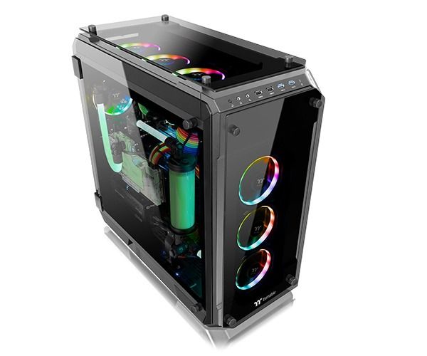 Thermaltake View 71 TG RGB PC Case (Category: Computer Parts) located in Singapore. Submitted by acnh.shop (Listing ID 1377000090, Image 3). Description: Thermaltake View 71 TG RGB PC Case. Features tempered glass panels. Spacious interior for easy component installation and excellent airflow. Includes top panel I/O ports for easy access. No RGB fan included when you buy from retail but I will provide the marketing photo RGB fan it for free and r