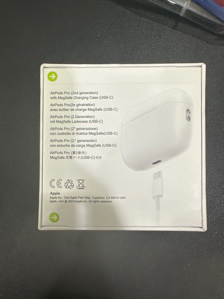 Apple Airpods Pro(2nd Generation) (Category: Earphones) located in Singapore. Submitted by de_kai2323 (Listing ID 1377167861, Image 2). Description: Brand-New AirPods Pro (2nd Generation) - Still have warranty until 2027 And apple care!(Unopened and unused) I received these AirPods Pro (2nd Gen) with USB-C as a gift, but I already own a pair, so they are completely brand new, still sealed in the original box. Dm if interested!.
