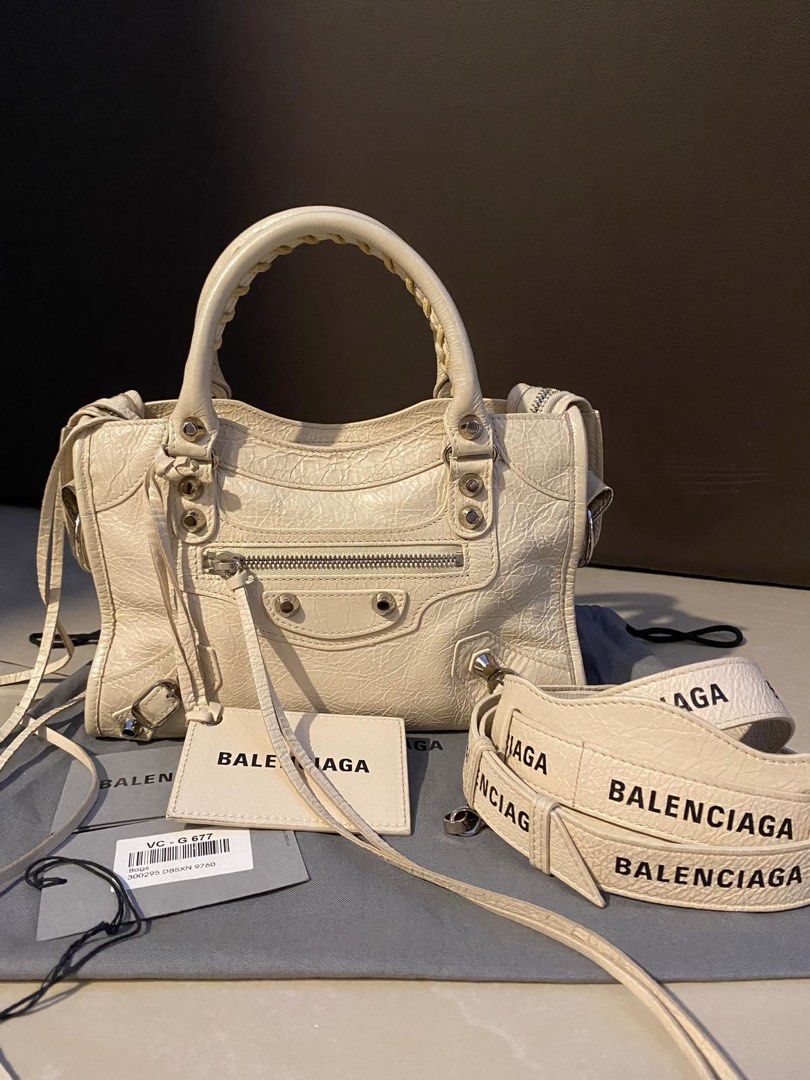 Balenciaga mini city beige tapioca 2020 logo strap with db booklet