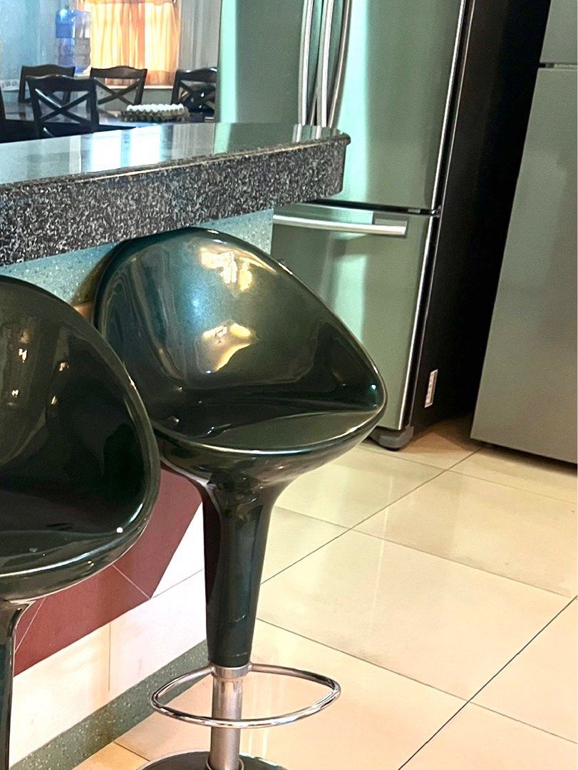 Bar stool (Category: Other Home Furniture) located in Pasig City. Submitted by declutterwithai (Listing ID 1377063208, Image 2). Description: Has scratches on the top seat (see photos) Real wood seat Manage your expectations .