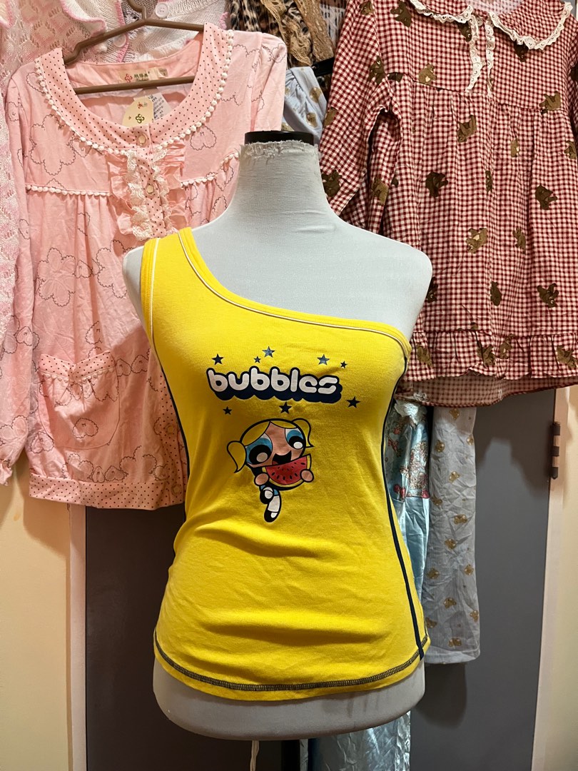 Bsk bubbles one sided top, Women's Fashion, Tops, Sleeveless on Carousell