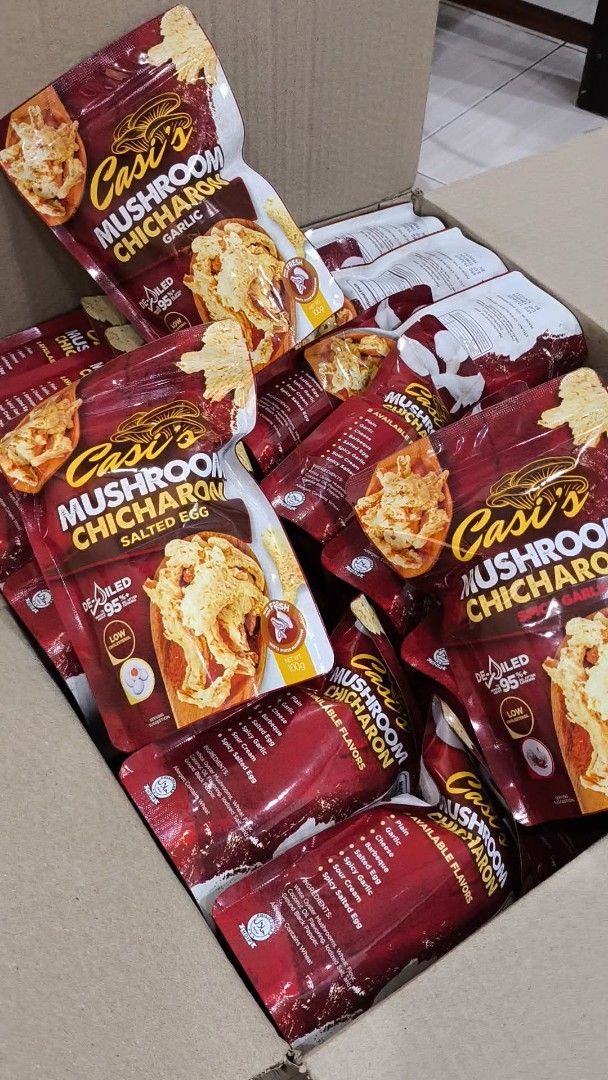 Casi's Mushroom Chicharon (Category: Local Eats) located in Manila. Submitted by joiego (Listing ID 1377041302, Image 1). Description: Casi's Mushroom Chicharon Flavors: 🍄 Salted Egg 🍄 Spicy Salted Egg 🍄 Sour Cream 🍄 Cheese 🍄 Barbeque 🍄 Garlic 🍄 Spicy Garlic 🍄 Plain pm to order.