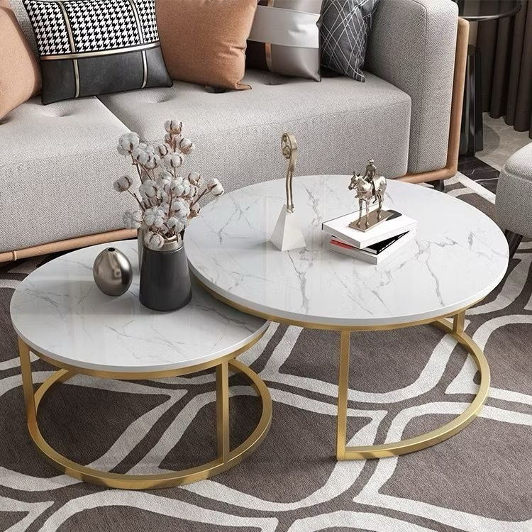 Coffee Table Round Combination Center Table Modern Living Room Steel ...