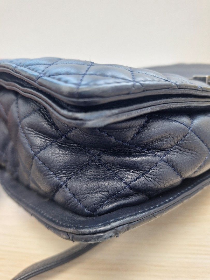 Geniune Buyers only: Authentic Dark Blue Boy Chanel (Category: Bags & Wallets) located in Singapore. Submitted by mollym7 (Listing ID 1377095796, Image 3). Description: - open to nego, direct deal no hassle with middle resellers - Comes with Entrupy cert - Ruthenium hardware - Flap closure - For non-fussy Buyers who wish to own a stunning, classic Chanel Boy.