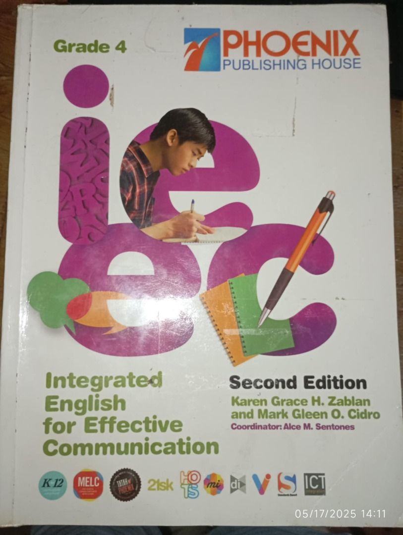 INTEGRATED ENGLISH FOR EFFECTIVE COMMUNICATION 4 (Category: Textbooks) located in Imus. Submitted by momandk (Listing ID 1377124762, Image 1). Description: INTEGRATED ENGLISH FOR EFFECTIVE COMMUNICATION 4 - Copyright 2022 The book is in excellent, gently used condition. No writing, highlighting, or marks on any pages. Cover and spine are intact and clean. Available for pickup/shipping. Message me if you're interested! loc. Imus, Cavite.