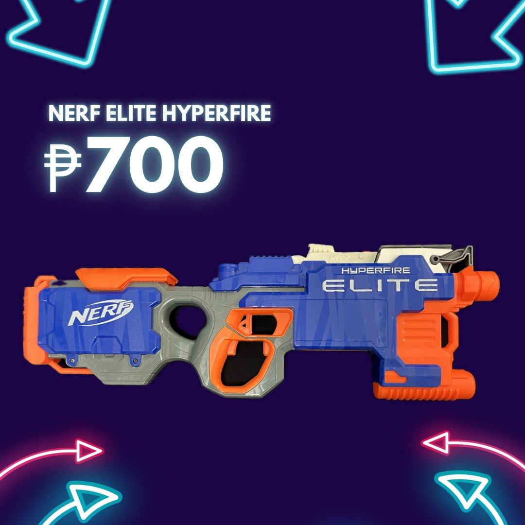 NERF Elite Hyperfire !! (Category: Action & Battle Toys) located in Antipolo. Submitted by roktin_collectibles (Listing ID 1377160277, Image 1). Description: NERF Elite Hyperfire Price: ₱700 >> ₱500 NOW !! Payment: Gcash/Metrobank/Lalamove COD Location: Antipolo.