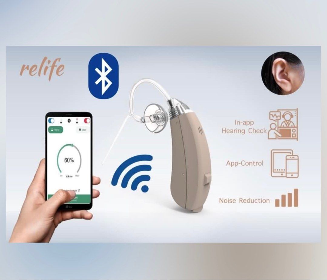 OTC Hearing Aid Amplifier- App Controlled (Category: Visual & Hearing Aids) located in Singapore. Submitted by pinkfridays123 (Listing ID 1377184401, Image 1). Description: 🦻$60 for one ear. 🦻🦻 $100 for two ears. 📫 Normal mail (trackable) included. Brand new hearing aid amplifiers. Features app control for volume and program selection. Includes various accessories, user manual, and original packaging. Enjoy noise reduction and in-app hearing 