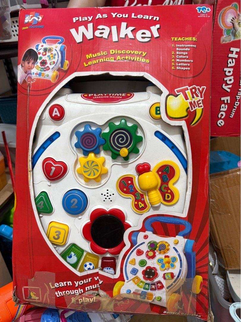 Play as you Learn Walker (Category: Infant Playtime) located in Paranaque City. Submitted by msurfer (Listing ID 1377158956, Image 1). Description: Play As You Learn Walker • Second hand, still in good condition • Helps babies learn to walk with fun activities • Sturdy and safe for early walkers • Colorful and engaging design • Clean and complete.