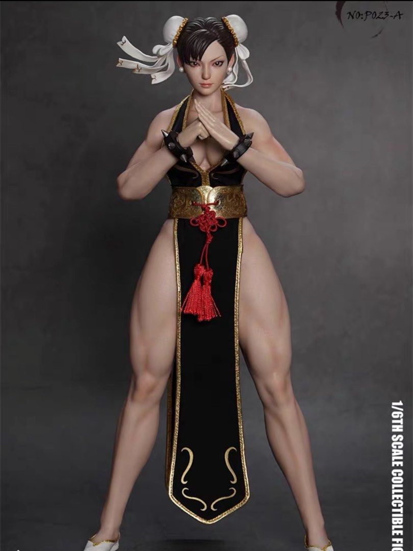 PLAY TOY 1/6 P023A 黑衣版春麗格鬥女神2.0 黑色全新拆出1/6兵人, 興趣