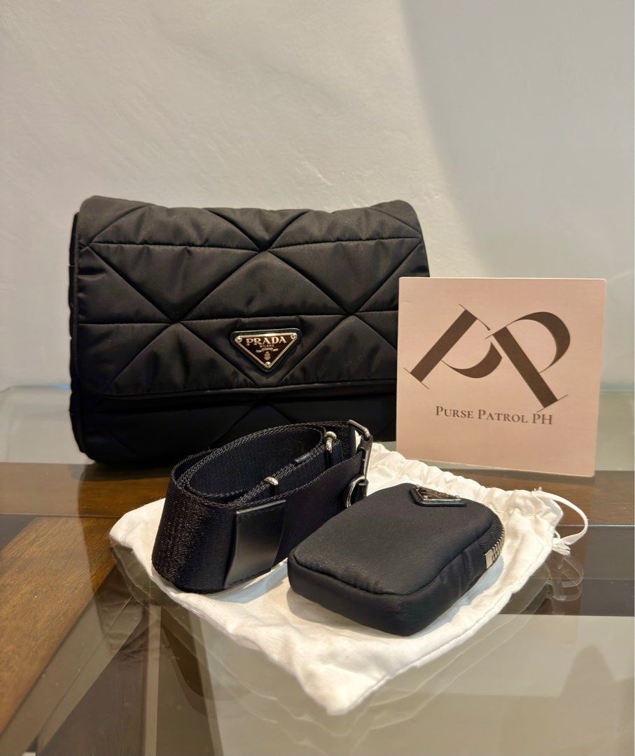 PRADA Padded Re-Nylon Bag (Category: Luxury Bags & Wallets) located in Paranaque City. Submitted by robear26 (Listing ID 1377052841, Image 2). Description: 🔵 Rank SA/Like new condition 🔵 Comes complete (two dust bag, care booklet, receipt and paper bag) .