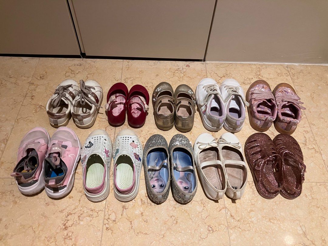 Preloved Branded Girls Shoes (Gap, Clarks,Skechers, Nike, Next, Zaqy, H&M) (Category: Babies & Kids Fashion) located in Singapore. Submitted by homeclearance712 (Listing ID 1377131187, Image 1). Description: Preloved Girls Shoes from reputable brands $12 each If getting more than 2, $10 each Self pick up In order of pics: #2: GAP Girls lace up sneakers - rose gold details - rose gold metallic threading on laces - size US 10 - used condition #3: Z