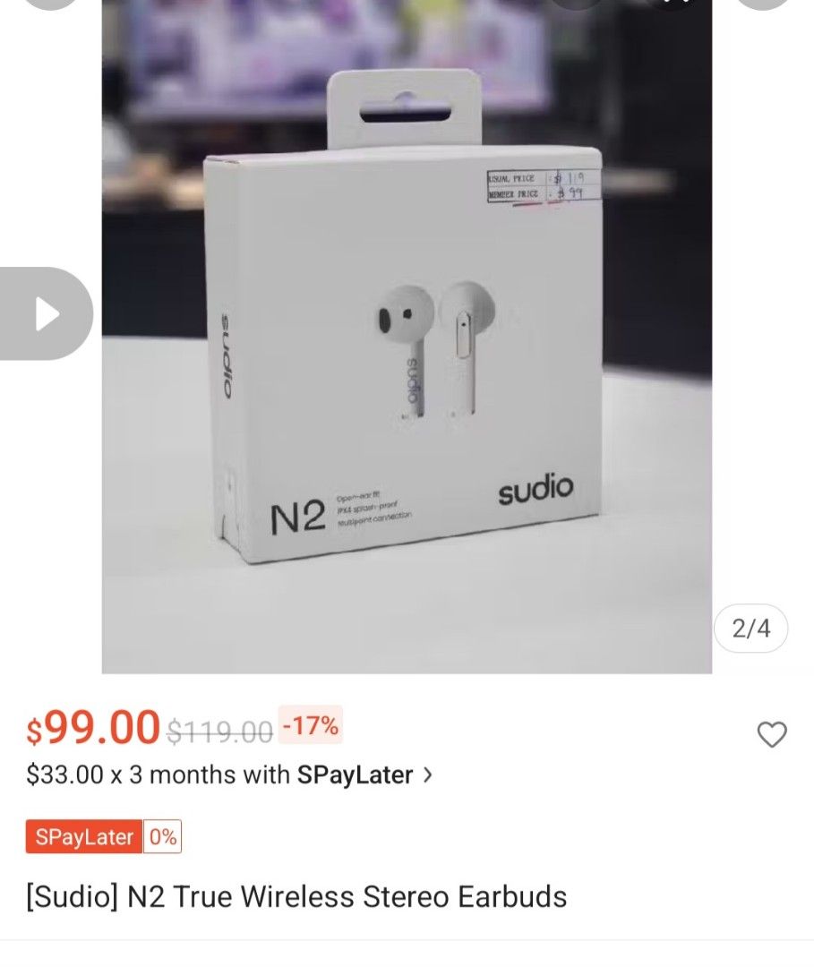 Sudio N2 True Wireless Earbuds - White63234566120067112