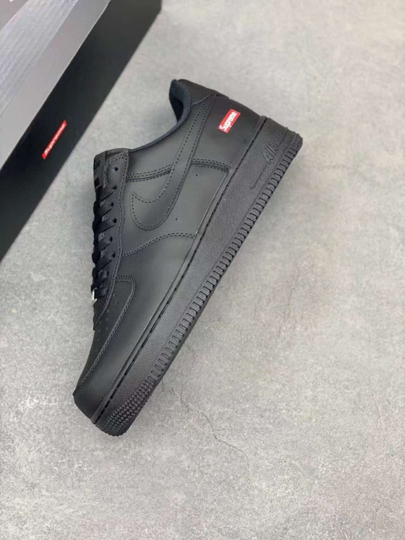 Supreme x Nike Air Force 1 box logo Unisex Black Comfort, Men's Fashion ...