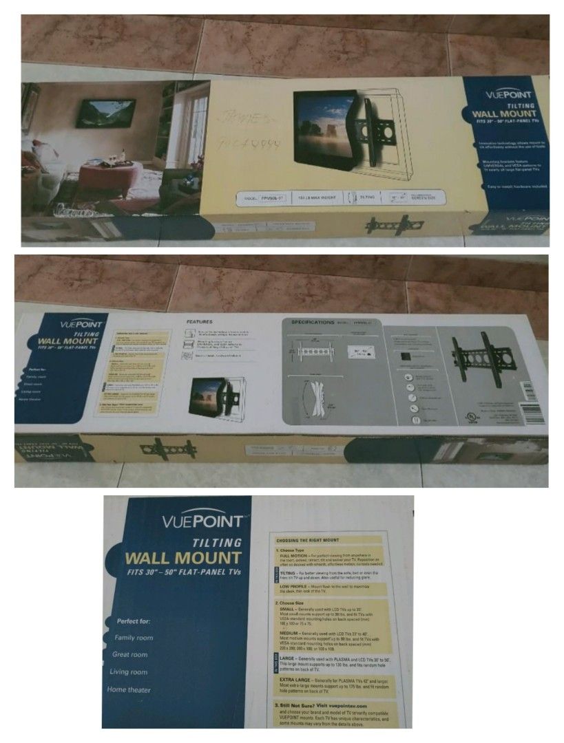 TV Wall Mount (Category: TV Parts & Accessories) located in Singapore. Submitted by 1980dyna (Listing ID 1377082221, Image 1). Description: TV mounting stand New want in the box..