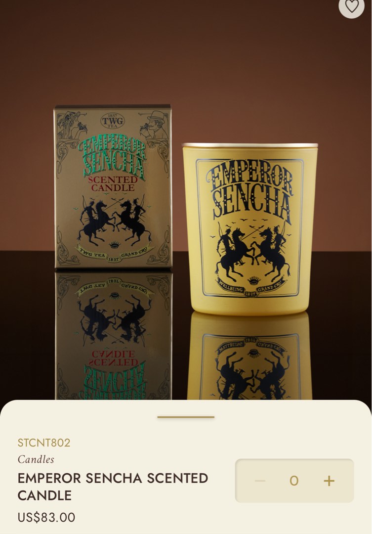 TWG EMPEROR SENCHA SCENTED CANDLE 連紙袋, 傢俬＆家居, 家居