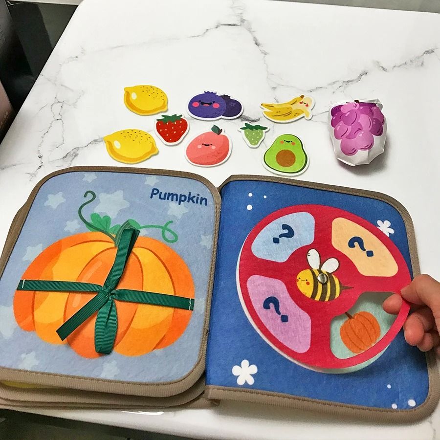 Vegetable and fruit cloth book, learning shapes, numbers, colors