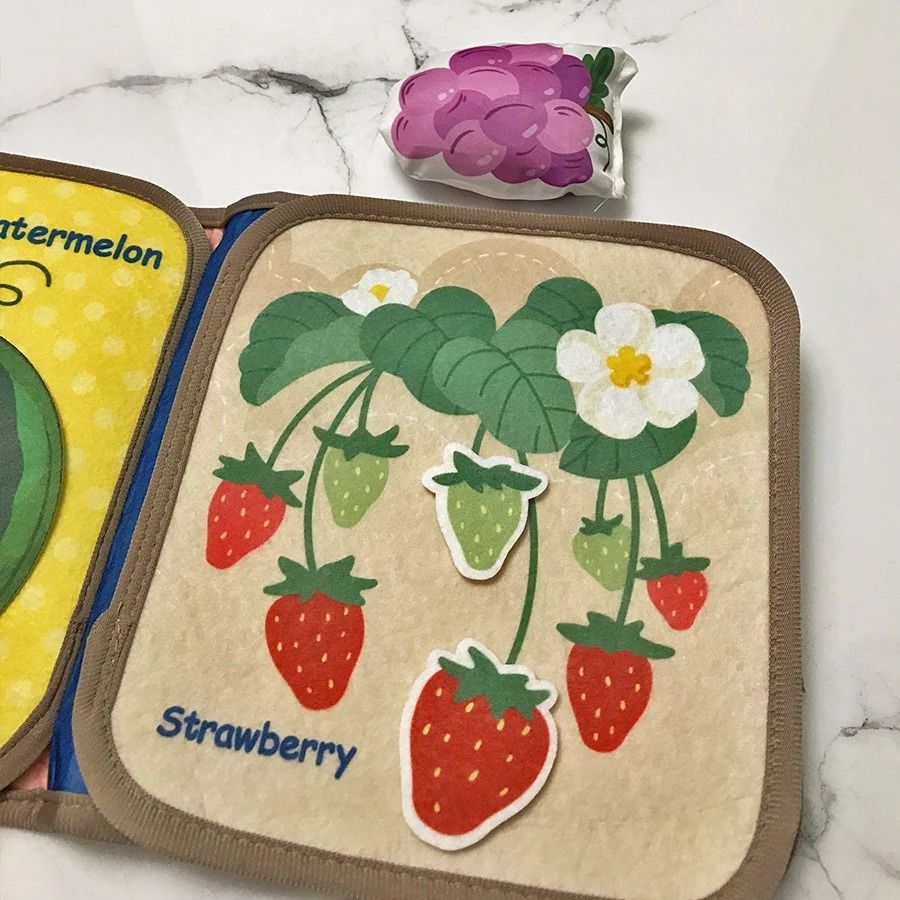 Vegetable and fruit cloth book, learning shapes, numbers, colors