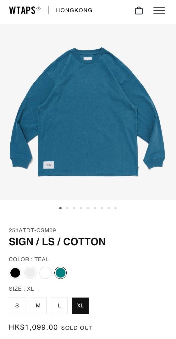 WTAPS 25ss SIGN / LS / COTTON【S】 wtaps 25ss SIGN / LS / COTTON Mサイズ TEAL 【公式通販】