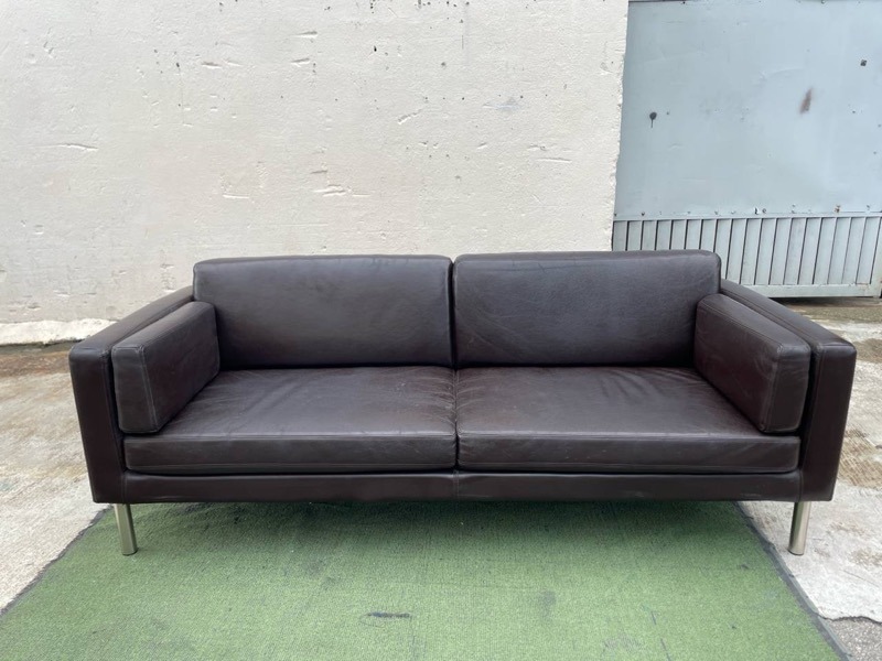 YC71L Kerusi IKEA CARB 3 Seater Sofa Modern Leather Couch Dark Brown