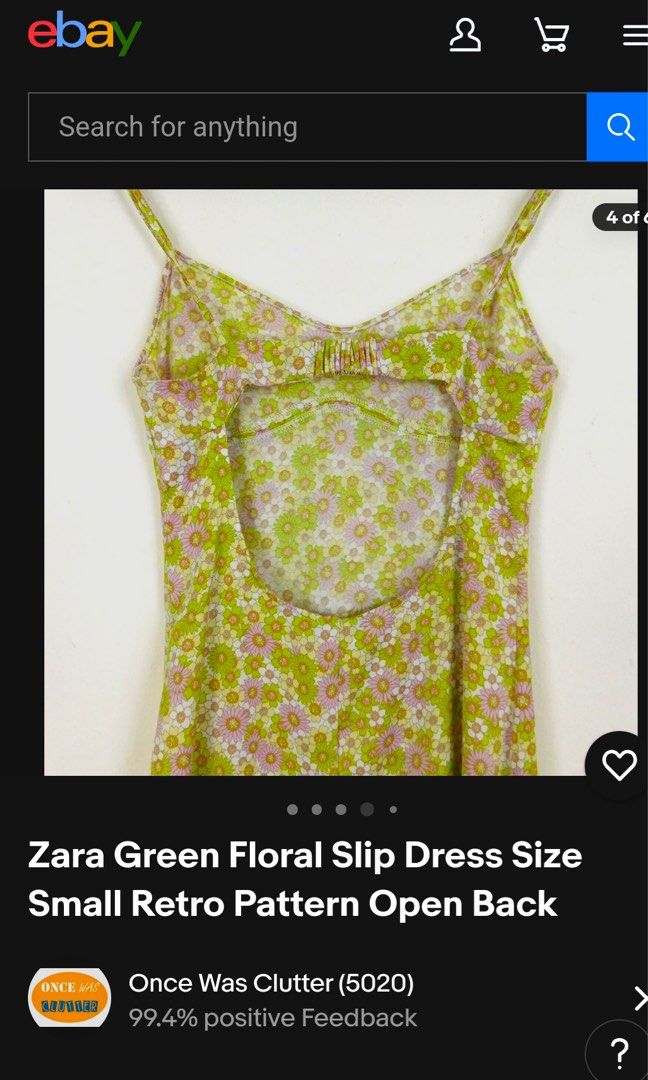 Green Floral Zara Dress Zara Green Floral Slip Dress, Fesyen