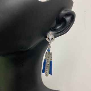 海外搜回 80年代天然方納石黃鐵礦純銀925長耳環64242862457858110