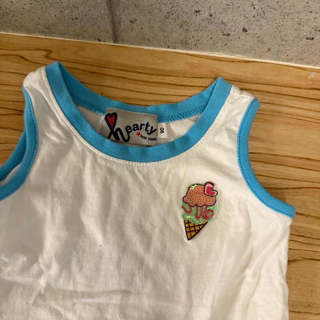 由 nice.9 (刊登 ID 1377239007，圖片 2) 提交，位於 新北市 (New Taipei) 的 二手｜可愛甜筒吊帶上衣 90 (類別：嬰兒及兒童流行時尚)，說明：。