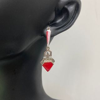 海外搜回 懷舊紅色系列純銀925耳環64242862494467110