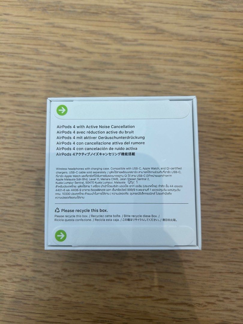 Apple AirPods 4 (ANC) - Brand New (Category: Earphones) located in Singapore. Submitted by ddawnnn (Listing ID 1377329063, Image 2). Description: Brand new Apple AirPods 4 with Active Noise Cancellation purchased from the Apple Store. RTP$249 Selling as I already have another pair. Receipt attached in last pic. .