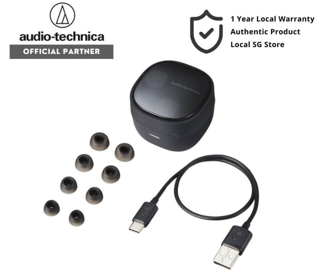 Audio-Technica ATH-SQ1TW2 True Wireless Earbuds (Category: Earphones) located in Singapore. Submitted by yxxxxxxx (Listing ID 1377247595, Image 3). Description: Authentic Audio-Technica ATH-SQ1TW2 earbuds in beige brown. Used once only. Almost brand new. .