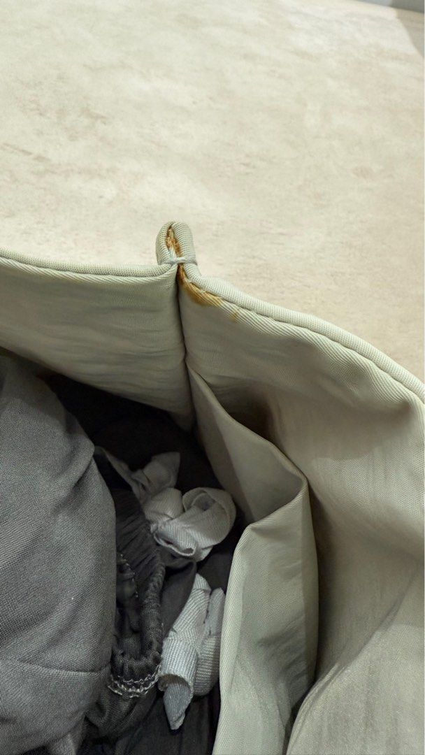 BIMBA Y LOLA Grey Tote Bag - Size L (Category: Tote Bags) located in Singapore. Submitted by hzlyn (Listing ID 1377219842, Image 3). Description: This grey tote bag from BIMBA Y LOLA is in good condition. It has some minor stains and wear, as shown in the photos. The bag features a snap closure and multiple internal pockets. It's a stylish and practical choice for everyday use. Please refer to photos for signs of usage Not fot fussy buyers.