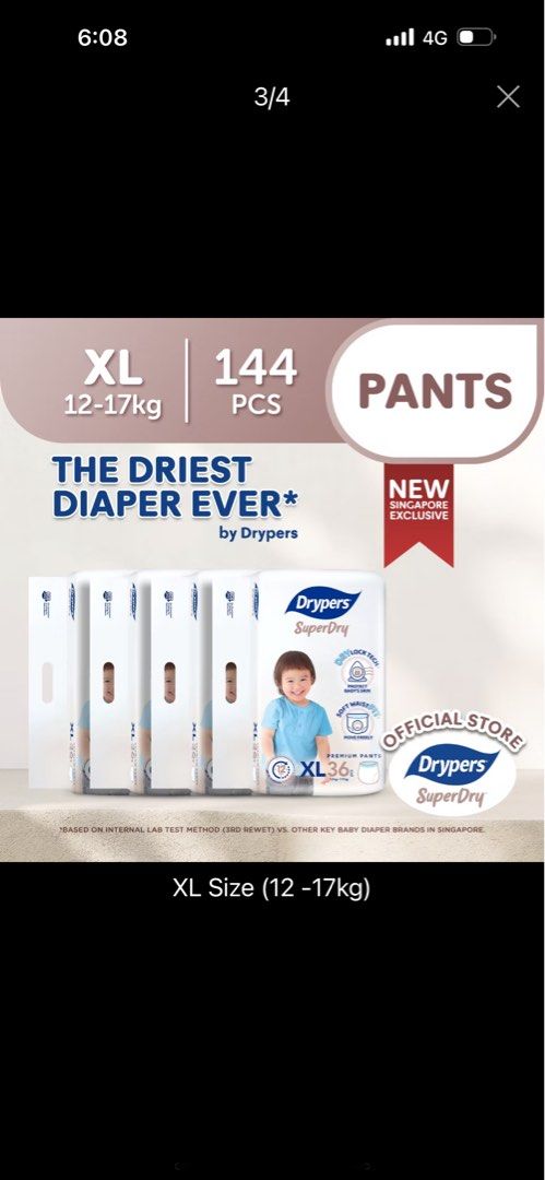 BN Dryper New Range SuperDry Premium Diaper (Category: Diapers & Baby Wipes) located in Singapore. Submitted by shoppingmakeushappy (Listing ID 1377310088, Image 1). Description: $13 per packet! Dm if keen! .