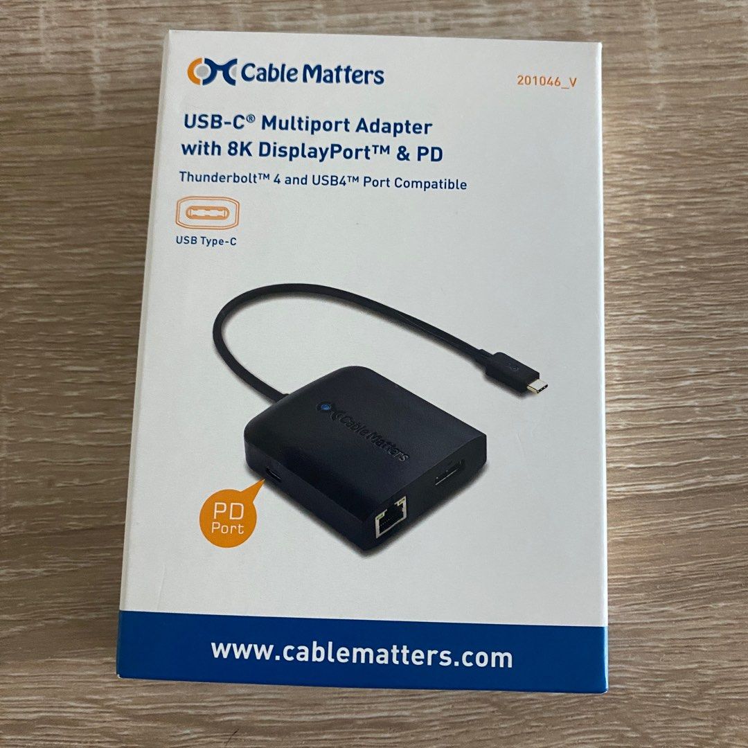 Cable Matter USB C Multiport Adapter with 8K DisplayPort (Category: Cables & Adaptors) located in Singapore. Submitted by wonderpanda (Listing ID 1377223386, Image 1). Description: Mint condition $20 with free shipping..