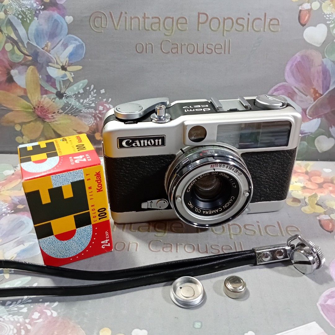 Canon Demi EE17 with freebies (Category: Cameras) located in Paranaque City. Submitted by vintagepopsicle (Listing ID 1377332135, Image 1). Description: Free battery, spacer, expired film and original canon demi strap. Aiming to buy and shell out big bucks for a Pentax 17? Think again. There are many half frame photographers in IG who swears by this baby (we can whisper and name a few) Pls examine photos as they are part of the description. Excel
