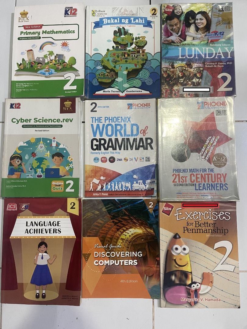 GRADE 2 BOOKS (Category: Textbooks) located in Manila. Submitted by john.john89 (Listing ID 1377291219, Image 1). Description: PRIMARY MATHEMATICS 2 BUKAL NG LAHI 2 LUNDAY 2 PHOENIX MATH FOR THE 21ST CENTURY LEARNERS 2 PHOENIX WORLD OF GRAMMAR 2 CYBER SCIENCE.REV 2 LANGUAGE ACHIEVERS 2 DISCOVERING COMPUTERS 2 EXERCISE FOR BETTER PENMANSHIP 2.