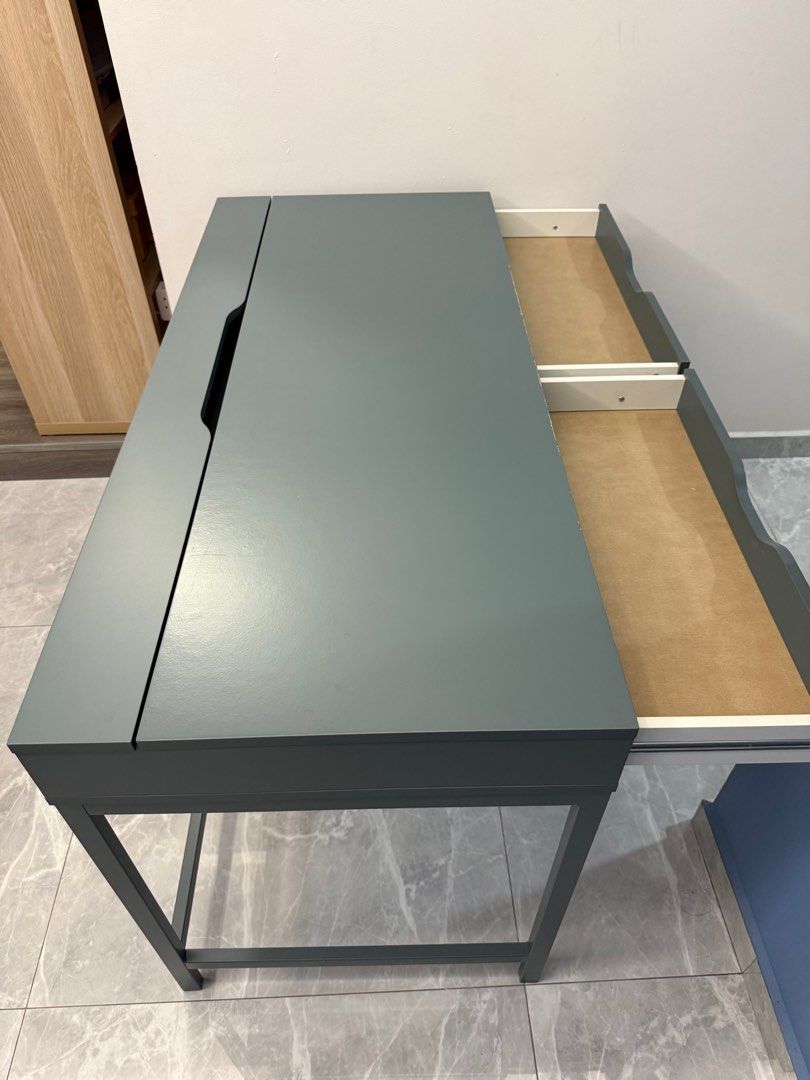 Table IKEA Alex Desk Gray-turquoise 132x58 cm, Furniture & Home