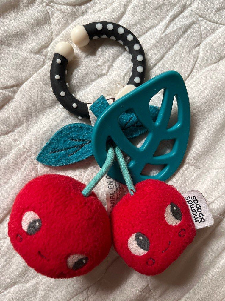 Mamas & Papas teether cherry fruit hanging toy (Category: Soothers & Pacifiers) located in Batangas. Submitted by lovedbybien (Listing ID 1377204872, Image 1). Description: .