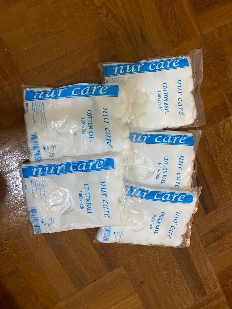 Nur Care Cotton Balls - 100s/Pack (Category: Other Baby Bathing & Changing Needs) located in Singapore. Submitted by sonified (Listing ID 1377221892, Image 1). Description: Selling 5 packs of Nur Care cotton balls. Each pack contains 100 cotton balls. Expiry date is 2029-07. Perfect for various uses such as skincare, first aid, or general cleaning. Brand new and sealed..