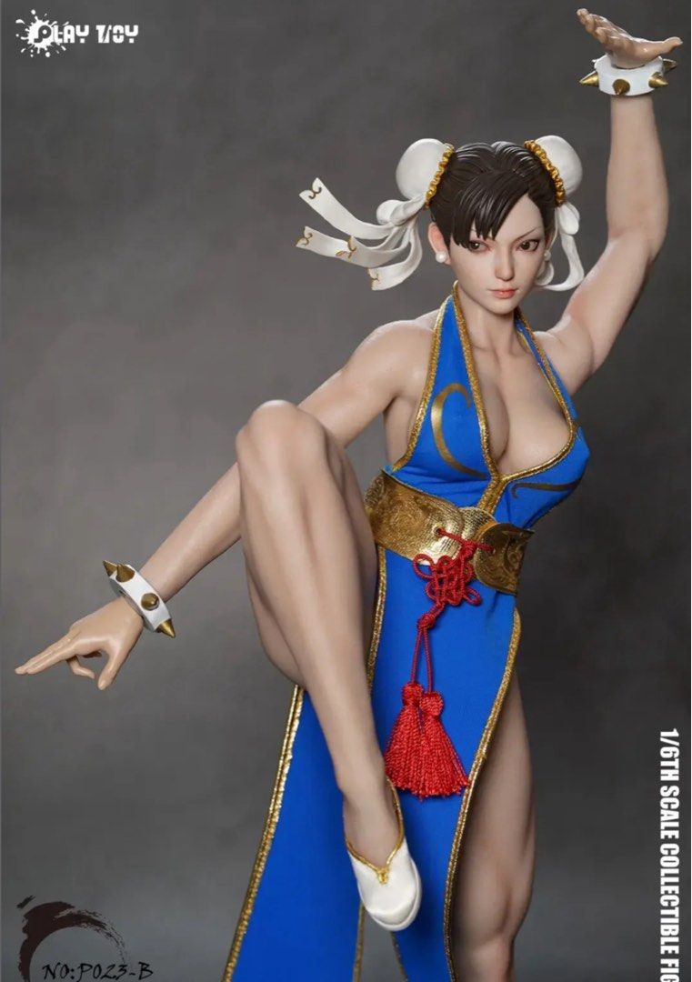 PLAY TOY 1/6 P023A 黑衣版春麗格鬥女神2.0 藍色全新拆出1/6兵人