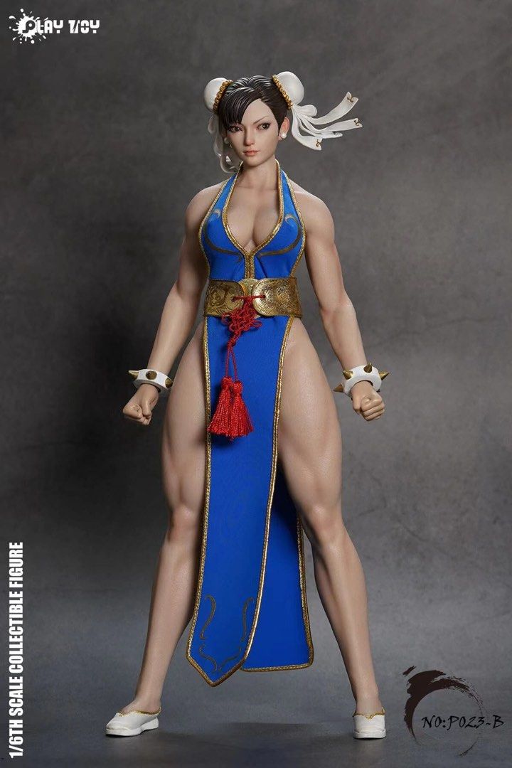PLAY TOY 1/6 P023A 黑衣版春麗格鬥女神2.0 藍色全新拆出1/6兵人