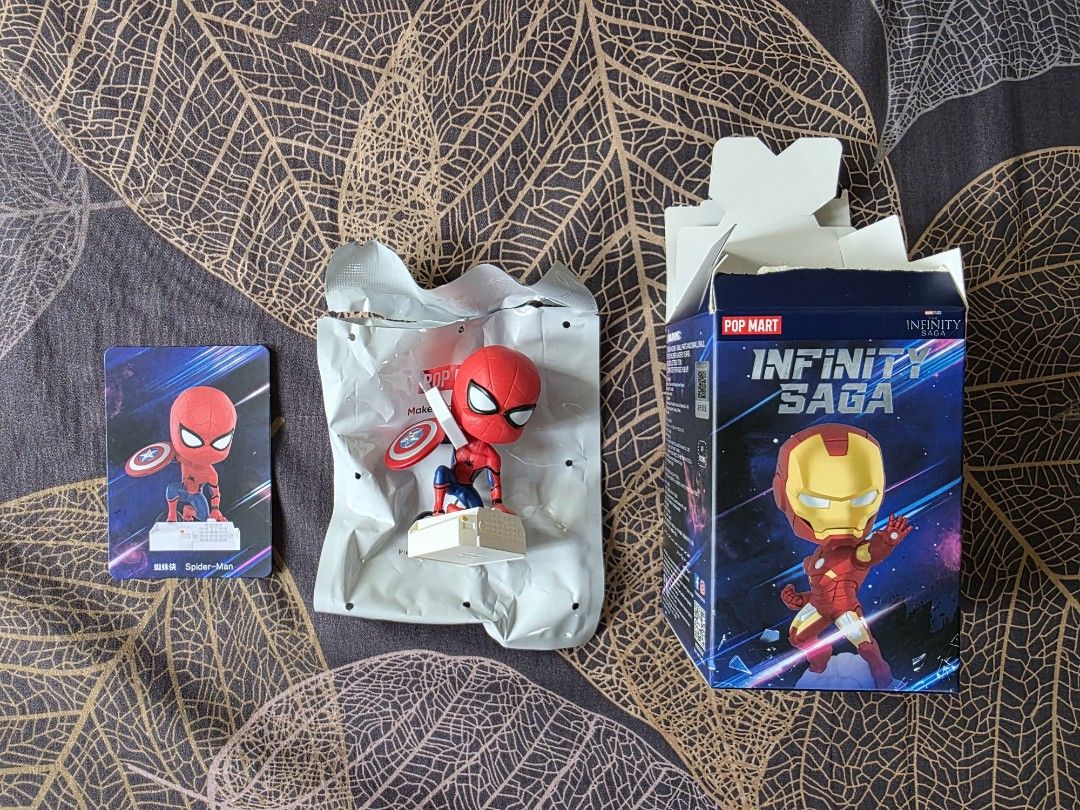 Pop Mart Marvel Infinity Saga Spider-man (Category: Figurines & Statues) located in Caloocan City. Submitted by merrykicksandcollectibles (Listing ID 1377280548, Image 1). Description: ✅ 100% Authentic & Original 💰 Price: ₱799 (Fixed) 📦 Condition: As shown in the images 🔄 Open for trade with Pop Mart Iron Spider / Iron Man Mark 7 ⚠️ No last-price inquiries — will be ignored. No reply = Not interested..