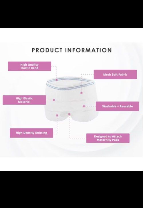 Post Partum Mesh Panties (5pcs - reusable) (Category: Maternity Care) located in Singapore. Submitted by hanielim (Listing ID 1377332591, Image 2). Description: L /XL : 5 pcs ($6) XL/XXL : 5 pcs ($6) Get both sizes for $10 .