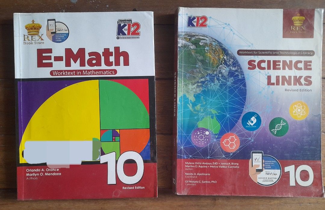 Rex Grade 10 Books (Category: Textbooks) located in Muntinlupa City. Submitted by rinoanne (Listing ID 1377227252, Image 1). Description: Rex Grade 10 Books P150 - second hand books - Used during online school - No Writings - With Plastic cover with nickname only on the bottom of the book Rex Bookstore Science 2020 P150 E-Math 2019 P150 For Metro Manila only. Mode of payment Gcash only Delivery thru GRAB and Lalamove only will be shouldered by th