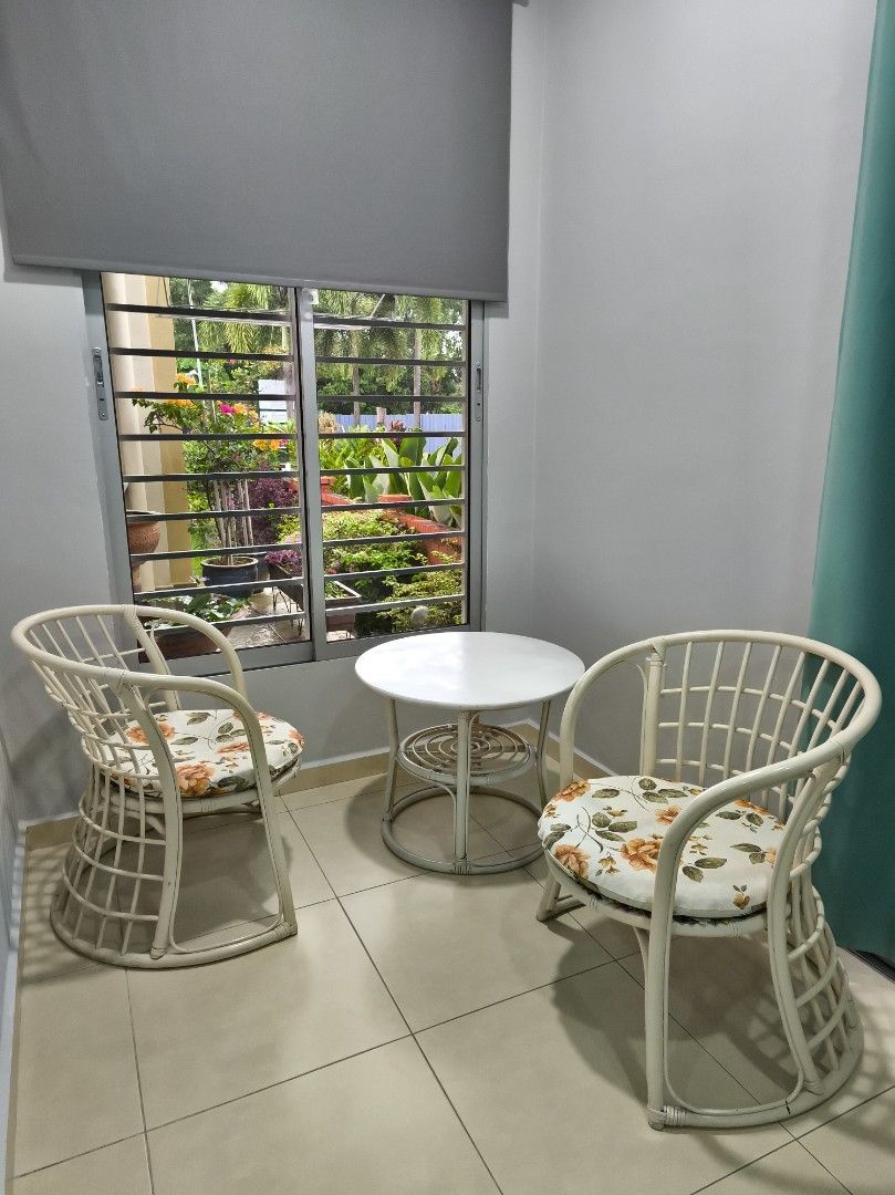 Solid Rattan Coffee Table Set (Category: Tables & Sets) located in Kuala Lumpur. Submitted by lilachydrangea (Listing ID 1377238739, Image 2). Description: Solid Rattan coffee table with 2 arm chairs. Creamy white in colour. Condition 9/10 Self pick up ..